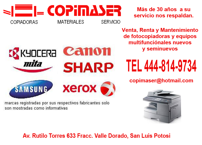 Copimaser Copiadoras Venta Y Renta De en San Luis Potosi, Sa