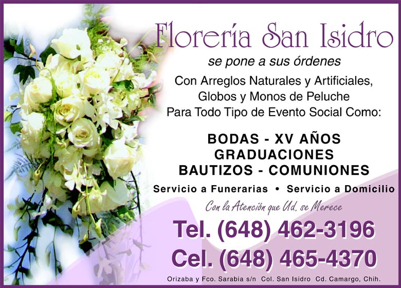 Floreria San Isidro Florerías en Chihuahua, Ciudad Camargo,