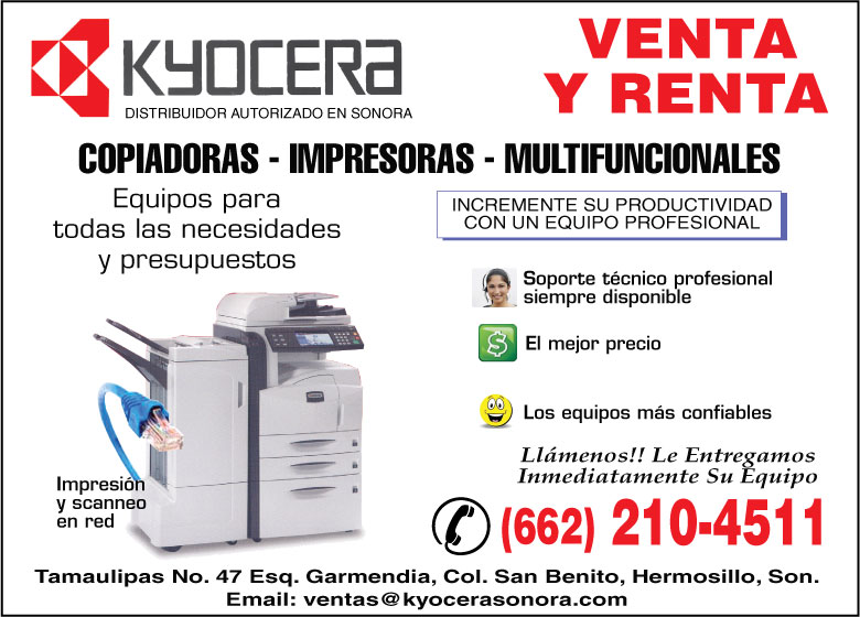 Kyocera Copiadoras Venta Y Renta De en Sonora, Hermosillo, ,