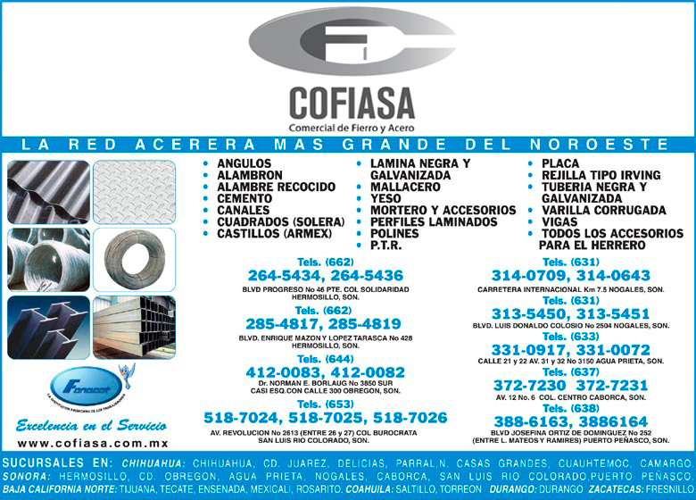 Cofiasa Fierro Y Acero en Sonora, Hermosillo, , Centro, .