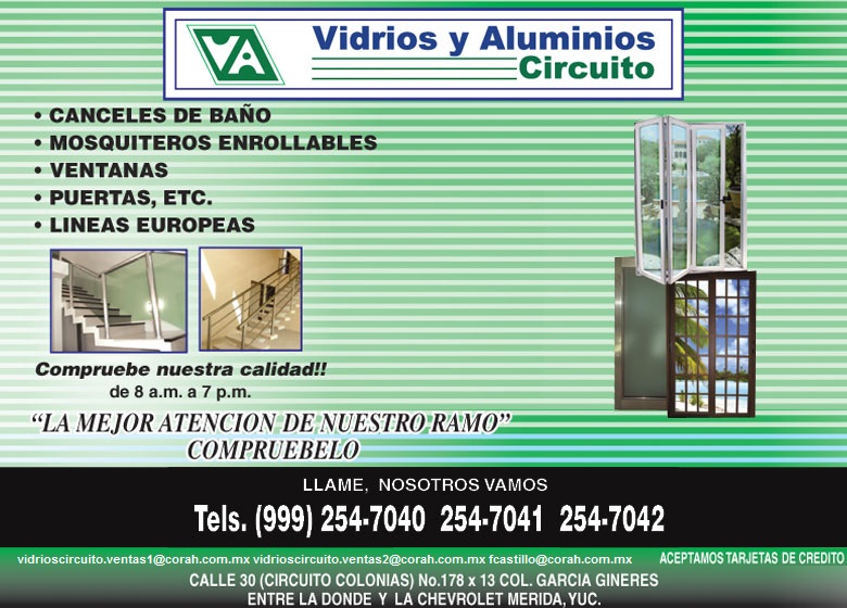 Vidrios y aluminios merida